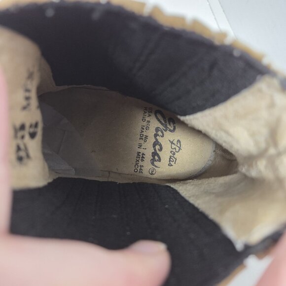 Botas Jaca Mens Suede Cowboy Boots Size 6 Beige Short Leather Western Coastal - Picture 12 of 13